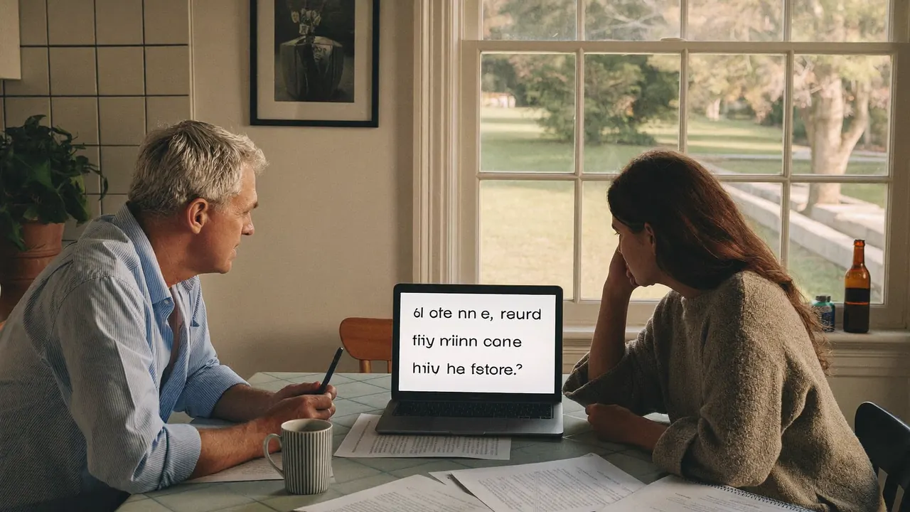 A couple comparing window quotes on a laptop at home